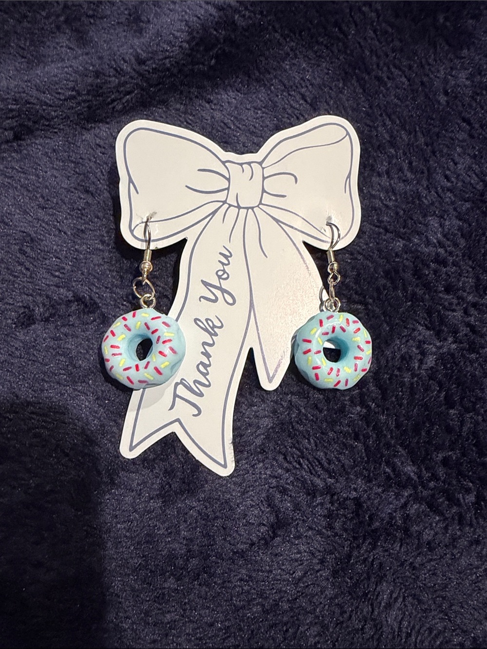 Blue Donut Dangle Earrings